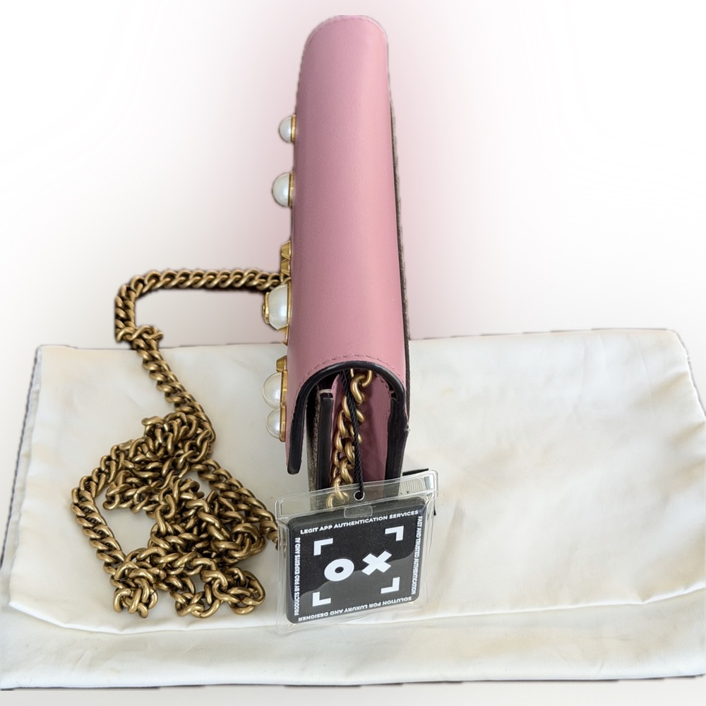 Gucci GG Supreme Pearl Peony WalletOn Chain. PRISTINE - Picture 10 of 16